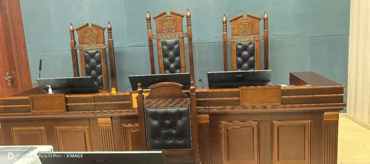 Empty courtroom at Foshan Chancheng District People's Court in March 2026